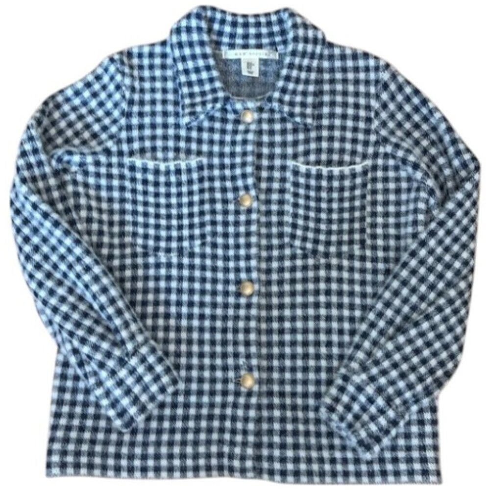 Max Studio Blue & White Gingham/Checked Shirt Jacket – Women’s M